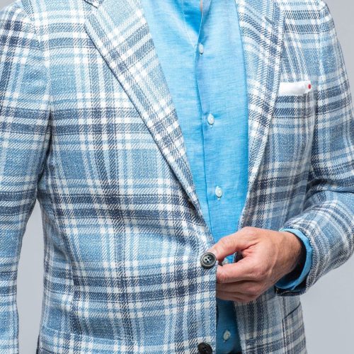 kiton st remy blue navy and white check jacket mens tailored sport coats axels vail 39286564618474