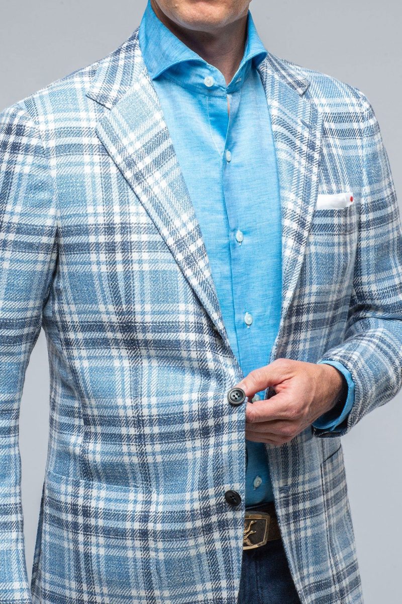 kiton st remy blue navy and white check jacket mens tailored sport coats axels vail 39286564618474