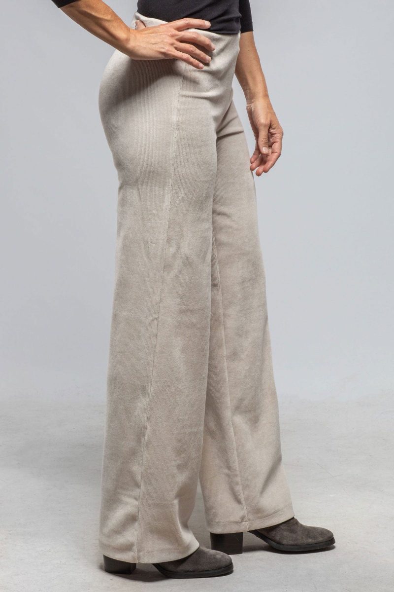 mac jeans mac anna wide cosy corduroy jersey pant in white sand ladies pants knit axels vail 40558966866154