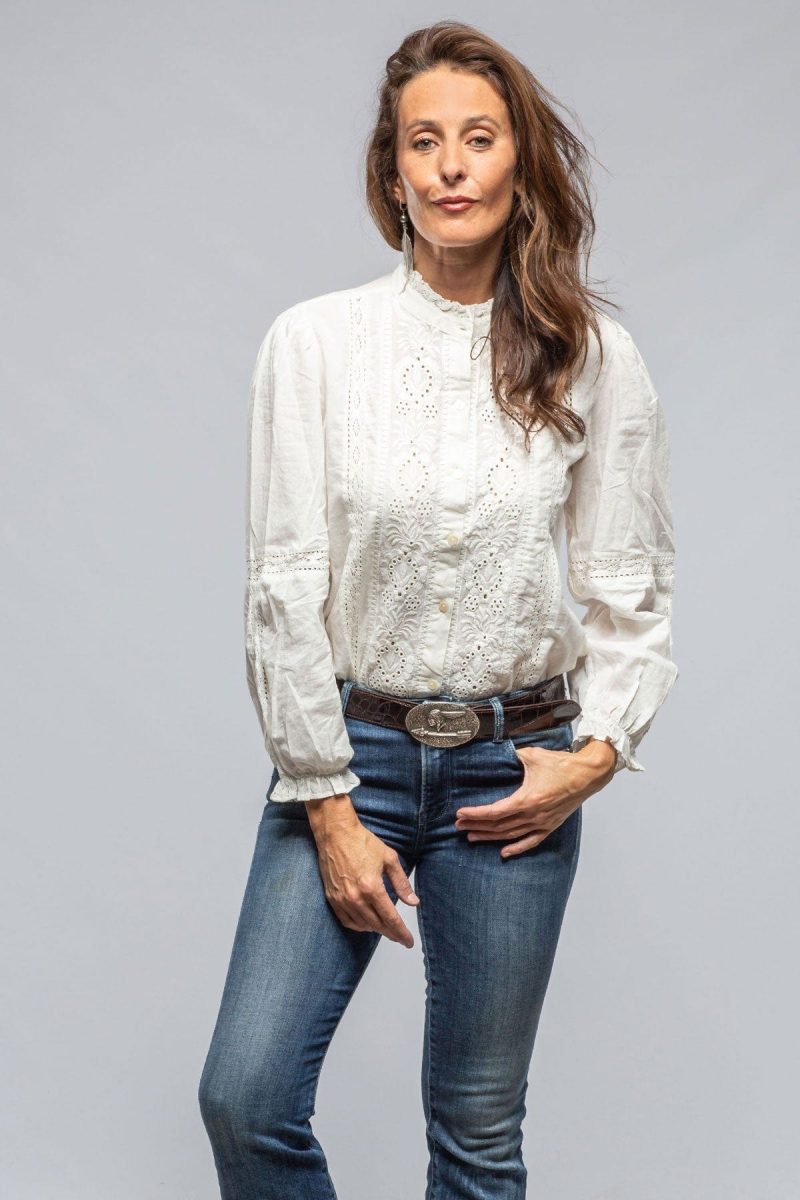 maison hotel ellie blouse w eyelit embroidery details in off white ladies blouses axels vail 40508527018218