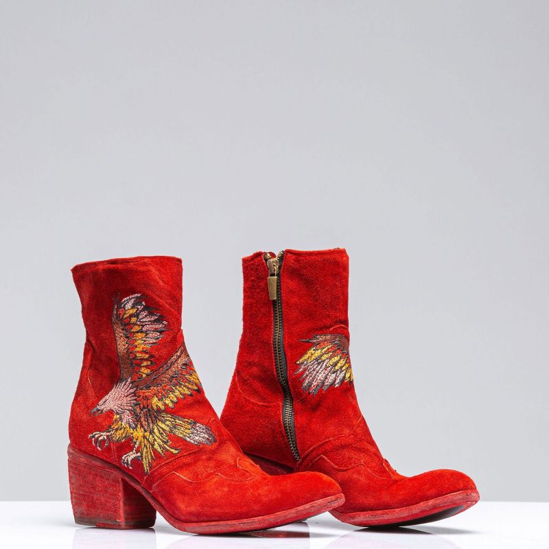 marco delli eagle embroidered suede boot in rust ladies european boots axels vail 40420763762922