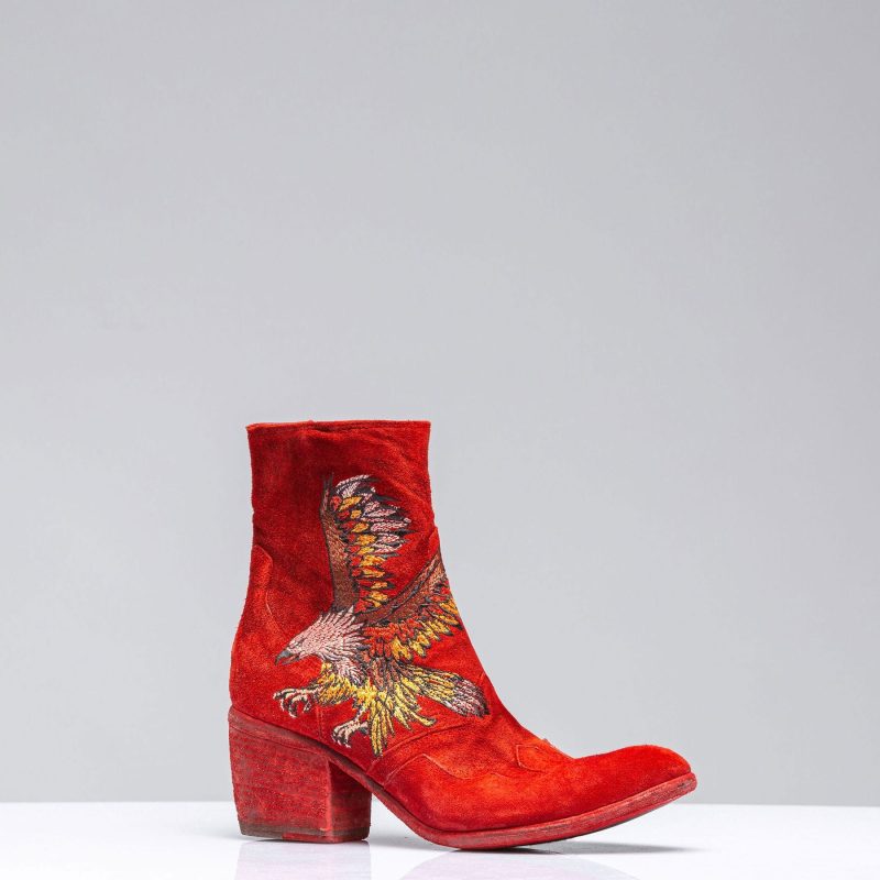 marco delli eagle embroidered suede boot in rust ladies european boots axels vail 40420763861226