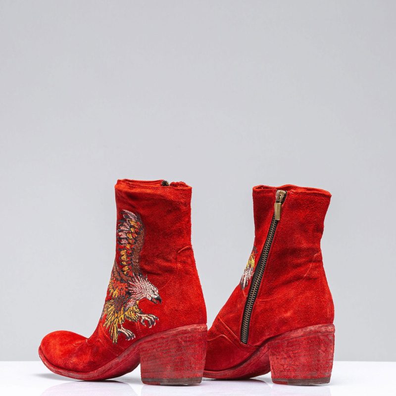 marco delli eagle embroidered suede boot in rust ladies european boots axels vail 40420763959530