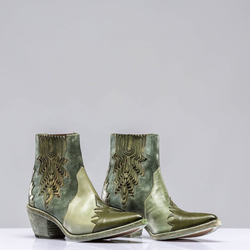 marco delli luz leather suede boots in green amp brown ladies european boots axels vail 39785800007914