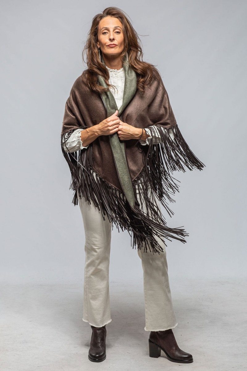 miraggio ponderosa reversible cashmere fringe shawl in olive taupe ladies accessories scarves axels vail 40508508635370