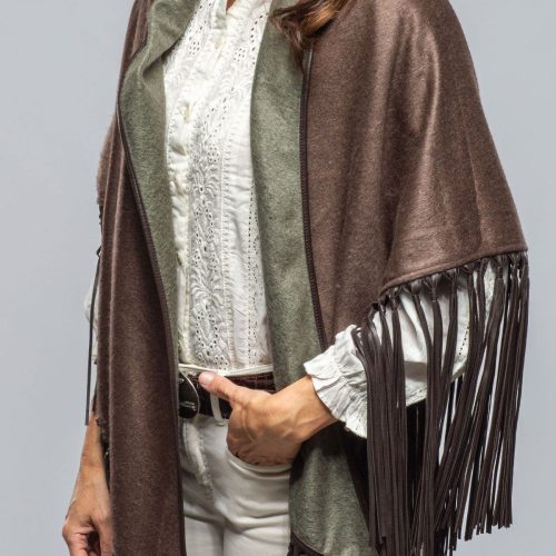 miraggio ponderosa reversible cashmere fringe shawl in olive taupe ladies accessories scarves axels vail 40508508766442