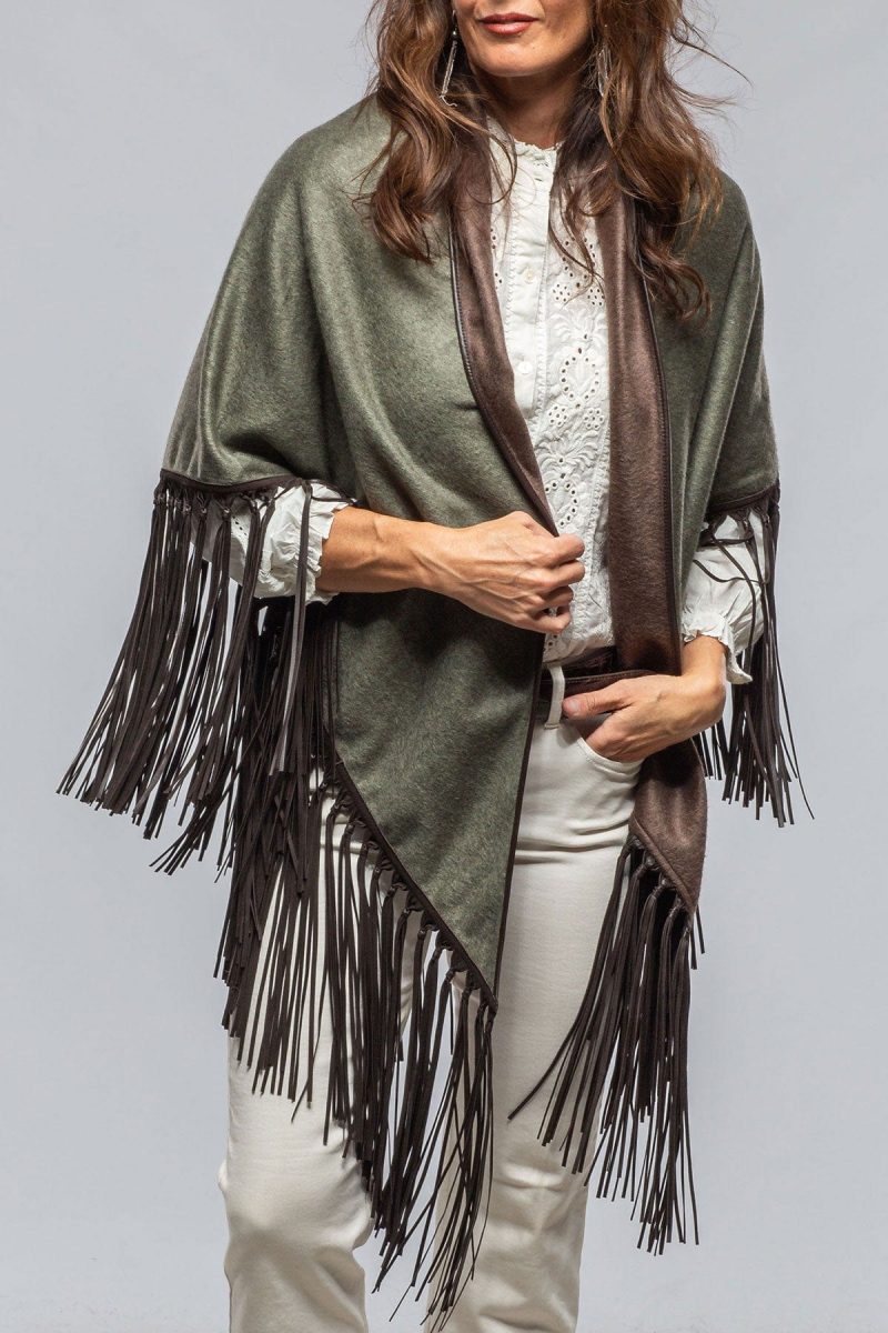 miraggio ponderosa reversible cashmere fringe shawl in olive taupe ladies accessories scarves axels vail 40508509257962