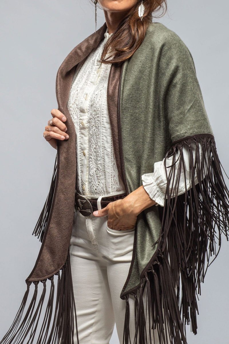 miraggio ponderosa reversible cashmere fringe shawl in olive taupe ladies accessories scarves axels vail 40508509389034