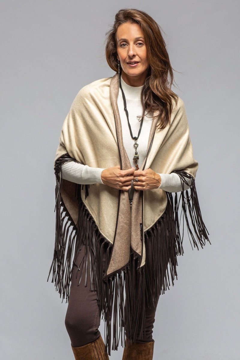 miraggio ponderosa reversible cashmere fringe shawl in rust camel ladies accessories scarves axels vail 40466618188010