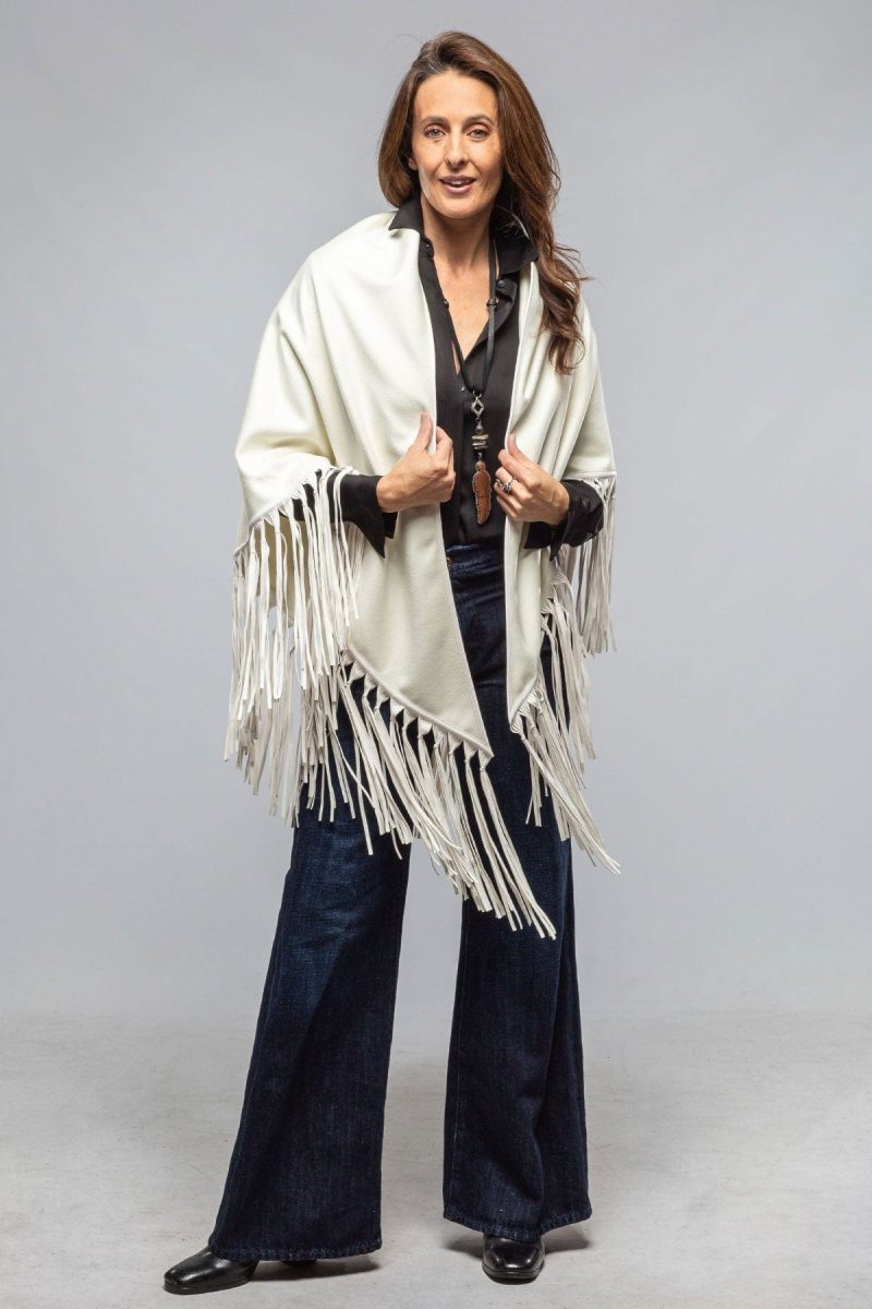 miraggio ponderosa reversible cashmere fringe shawl in white cream ladies accessories scarves axels vail 40591421898986