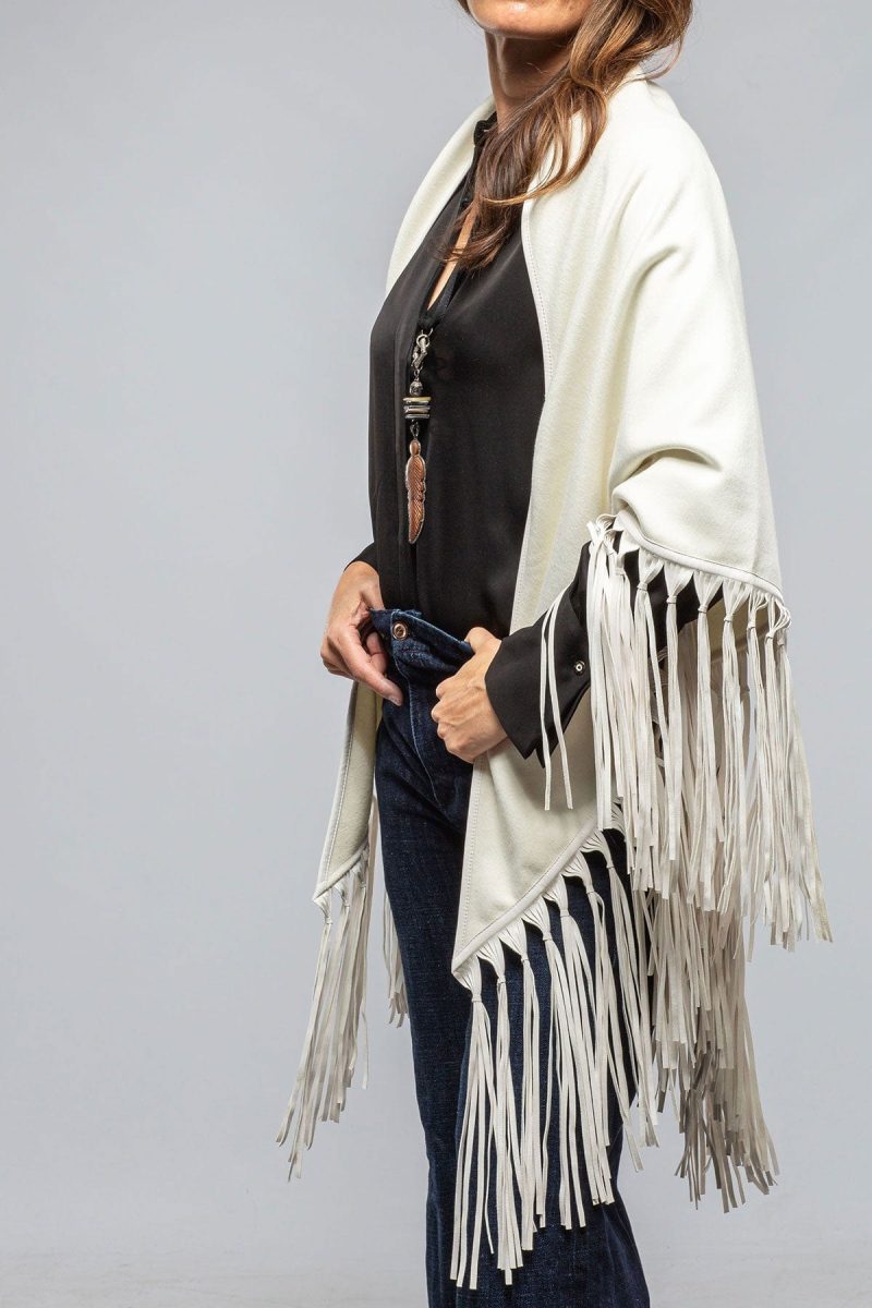 miraggio ponderosa reversible cashmere fringe shawl in white cream ladies accessories scarves axels vail 40591421964522