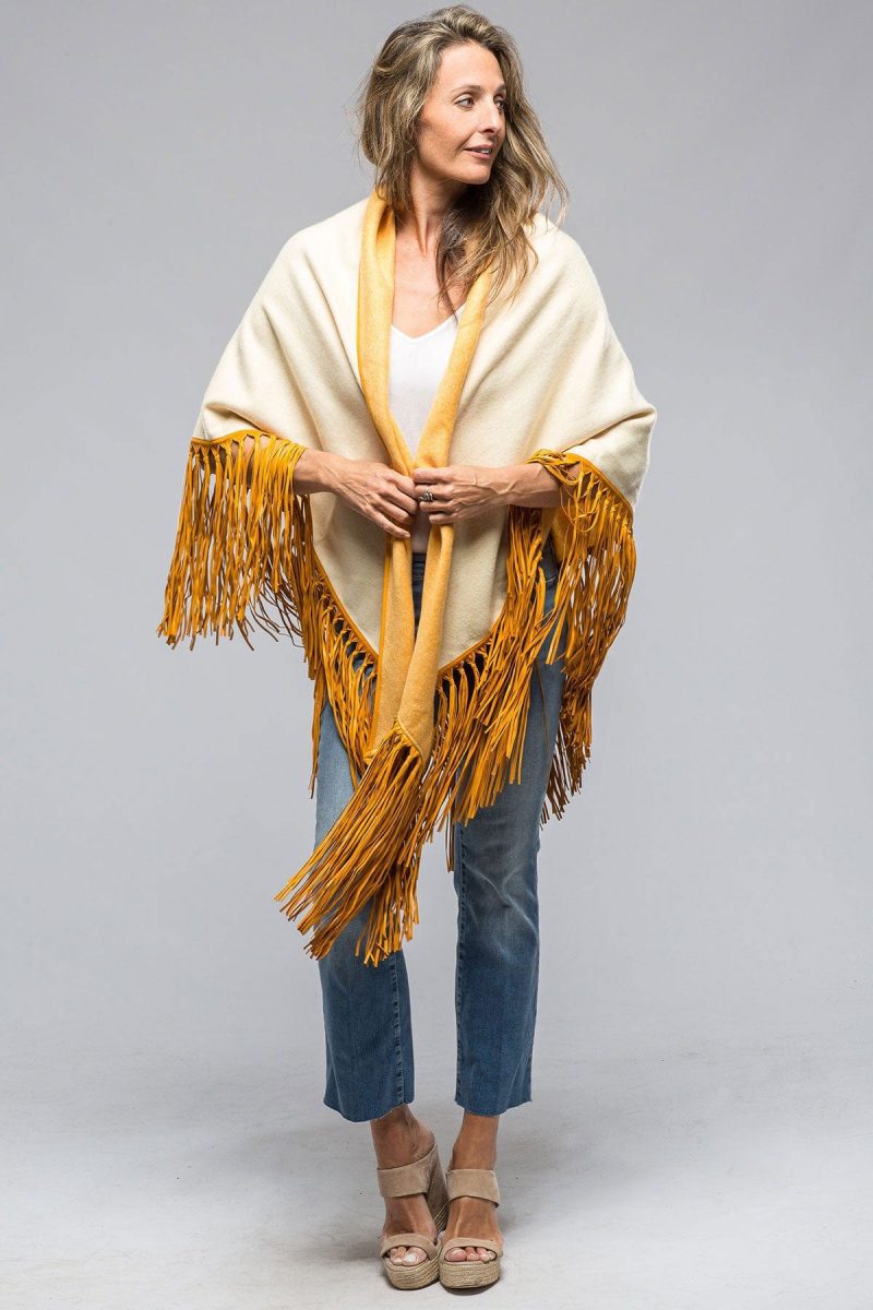 miraggio ponderosa reversible cashmere fringe shawl in yellow white ladies accessories scarves axels vail 39039243452650