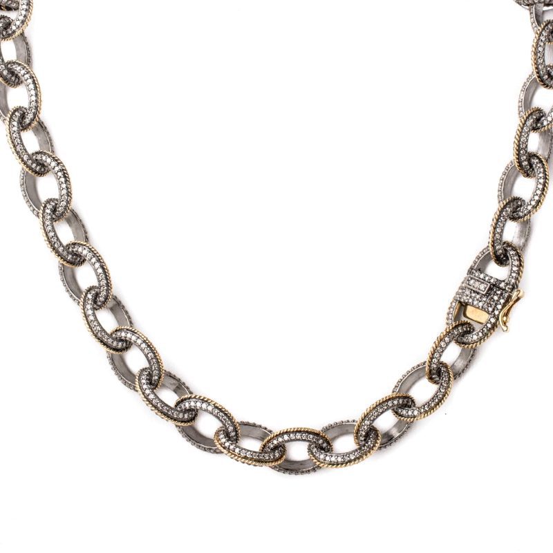 mizana 36 diamond gold trim link chain necklace ladies jewelry necklaces axels vail 28273932697789