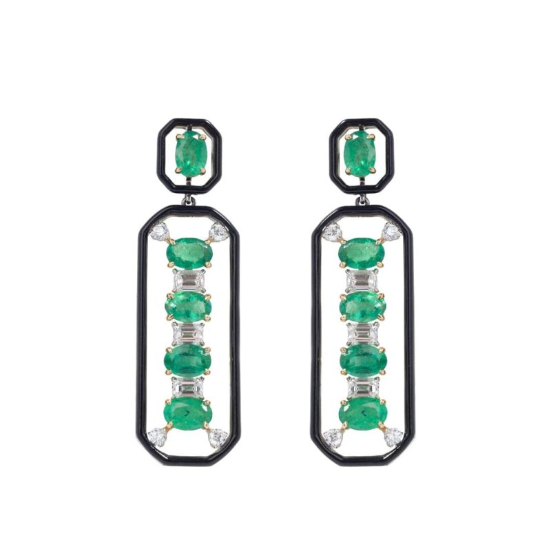 mizana djed pillar emerald amp onyx earrings ladies jewelry earrings axels vail 38421334524138