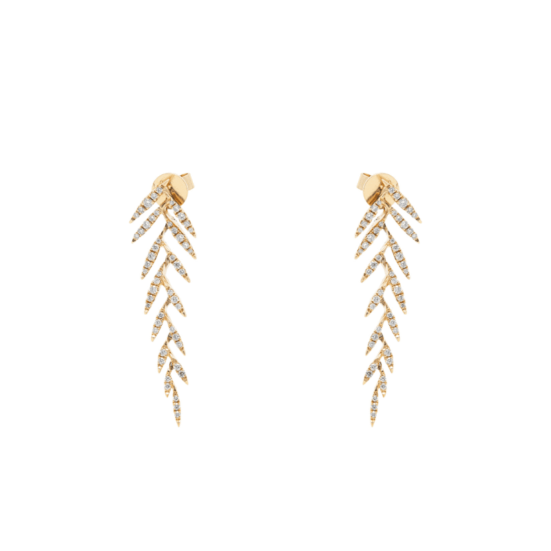 mizana yellow gold diamond allure feather earrings jewelry earrings axels vail 40506165231850