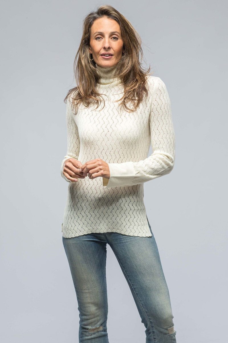 nells nelson seline lace stitch high neck top in milk white ladies sweaters axels vail 38523207942378