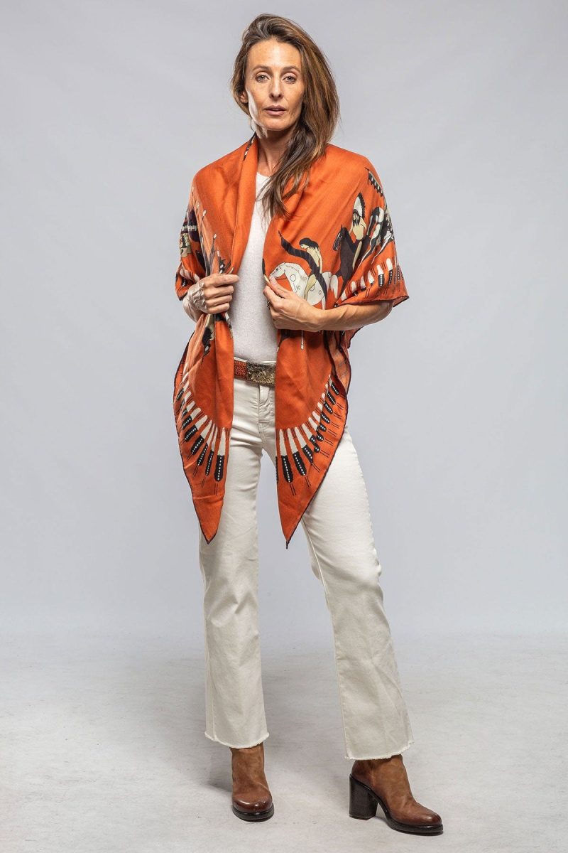 rani arabella american indian cashmere scarf in rust ladies accessories scarves axels vail 40228906467562