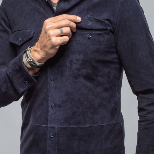 robert comstock balanced suede shirt in blue mens outerwear leather axels vail 40391563051242