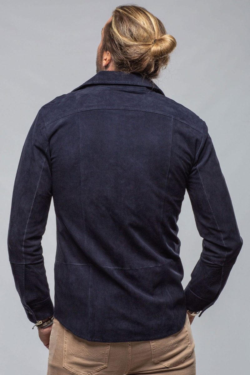 robert comstock balanced suede shirt in blue mens outerwear leather axels vail 40391563247850