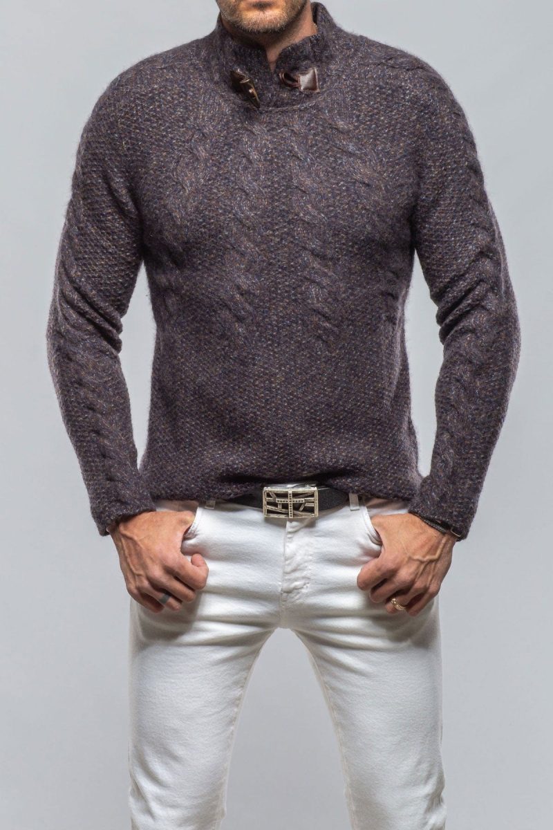 robert comstock james cable sweater in chocolate melange mens sweaters axels vail 40391727022314