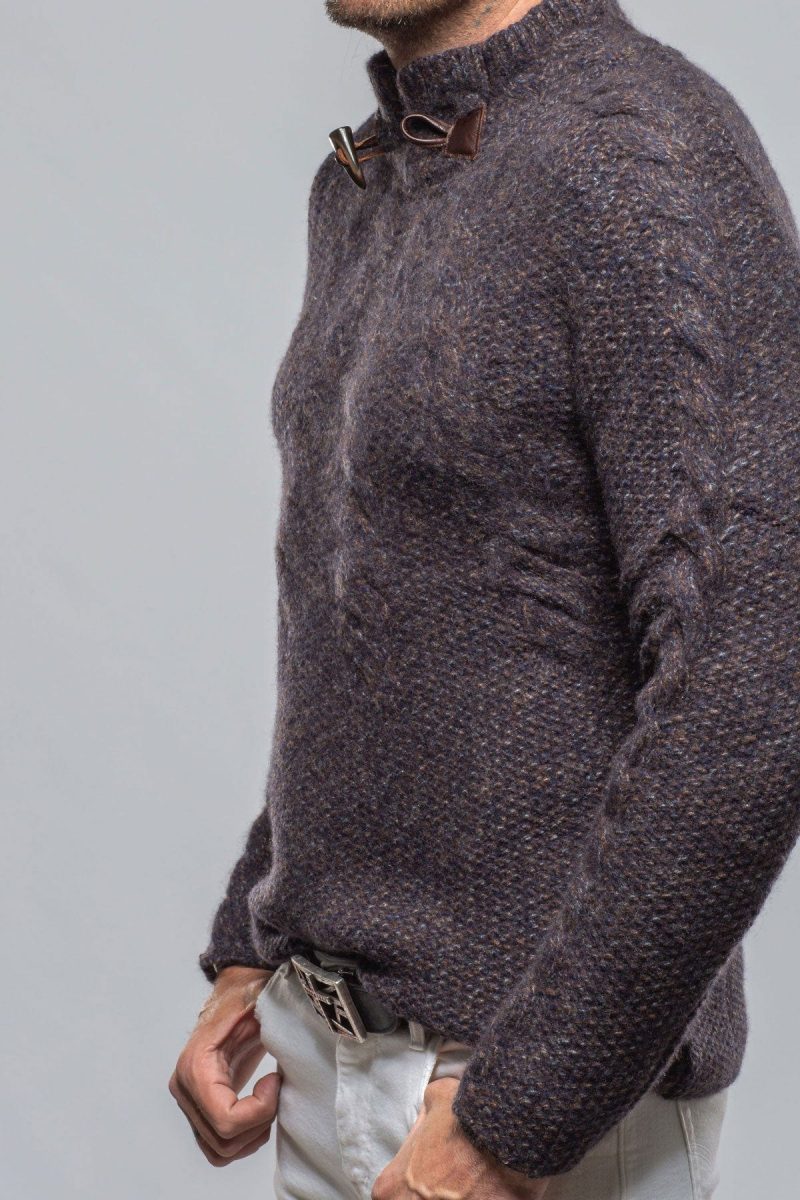 robert comstock james cable sweater in chocolate melange mens sweaters axels vail 40391727153386