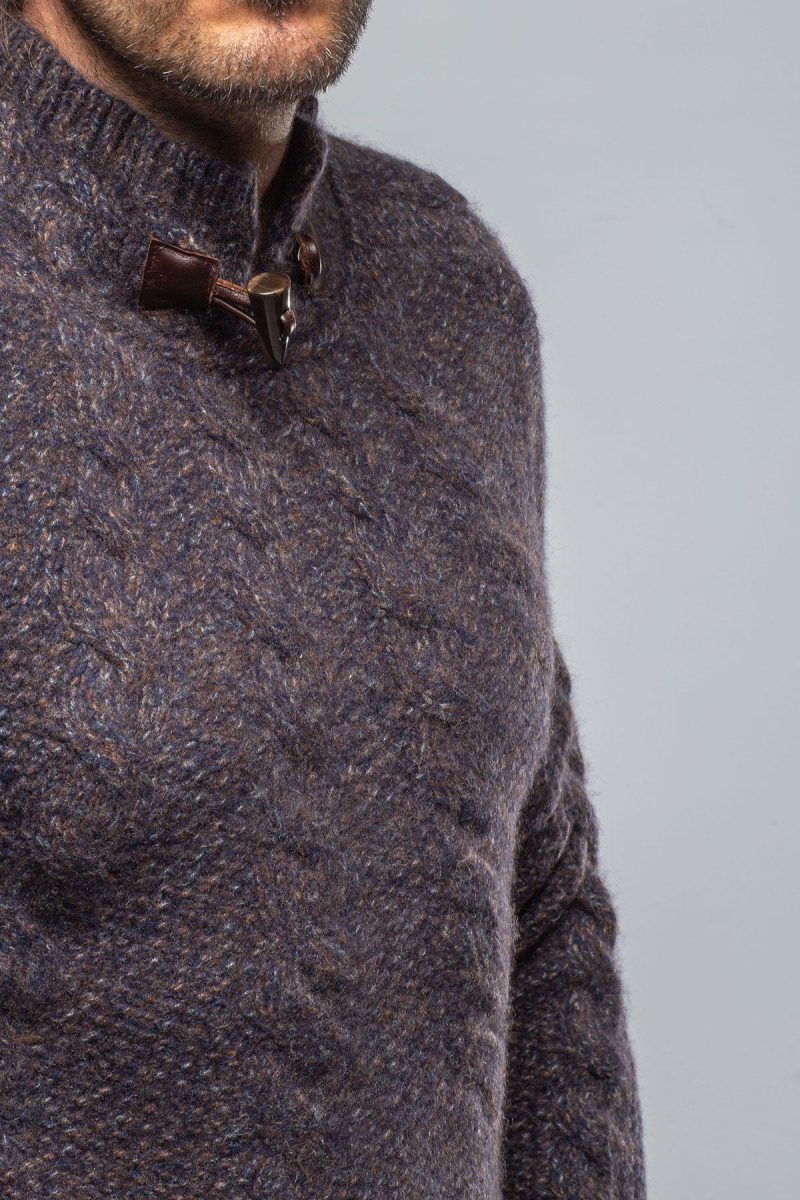 robert comstock james cable sweater in chocolate melange mens sweaters axels vail 40391727284458