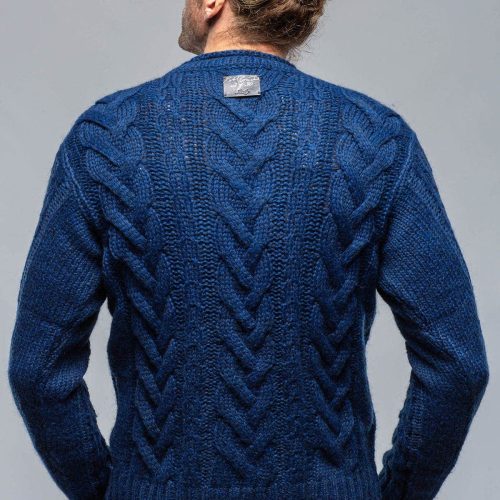 robert comstock karoo cable sweater in blue mens sweaters axels vail 39751545028842