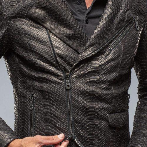 robert comstock python moto jacket in black mens outerwear leather axels vail 39444611858666