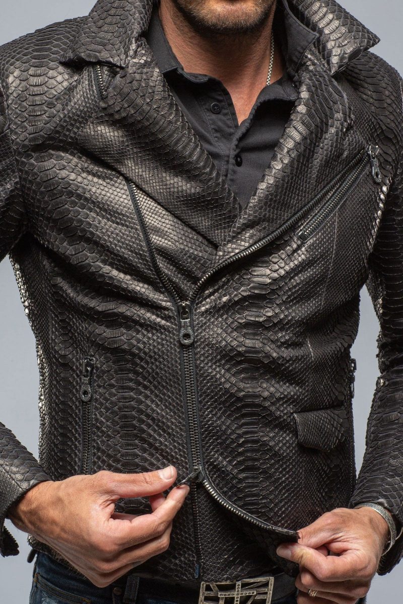 robert comstock python moto jacket in black mens outerwear leather axels vail 39444611858666