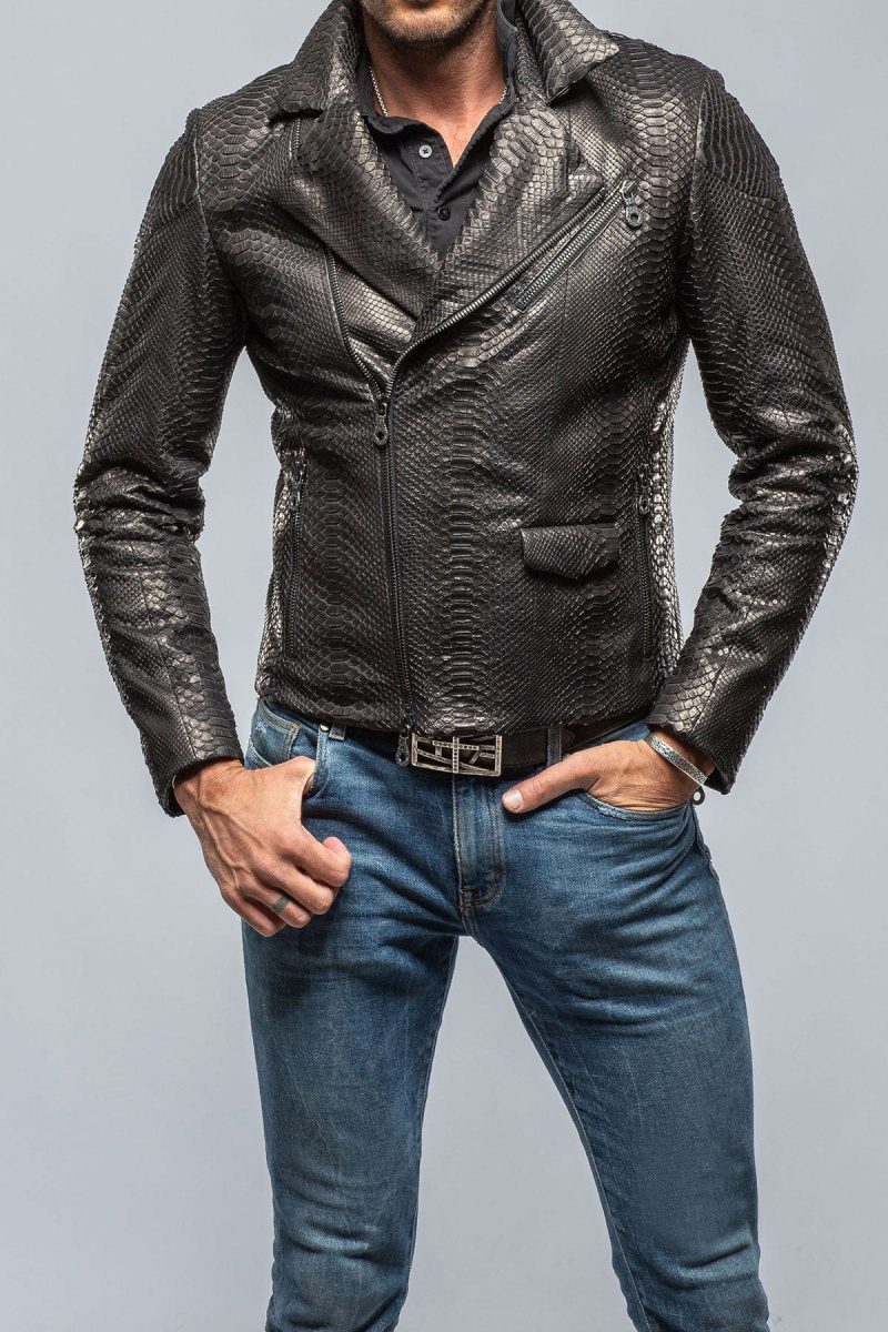 robert comstock python moto jacket in black mens outerwear leather axels vail 39444612022506