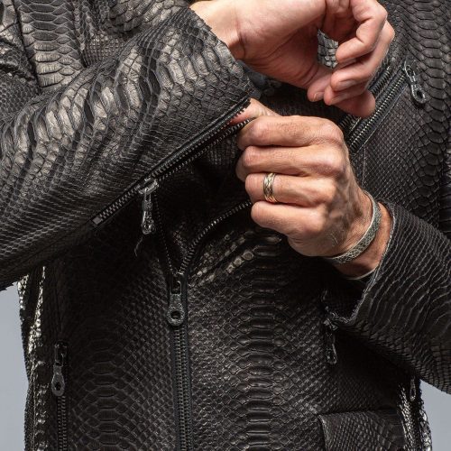 robert comstock python moto jacket in black mens outerwear leather axels vail 39444612088042