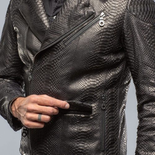 robert comstock python moto jacket in black mens outerwear leather axels vail 39444612120810