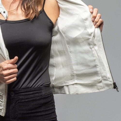 roncarati becca leather jacket in white ladies outerwear leather axels vail 30101267546301