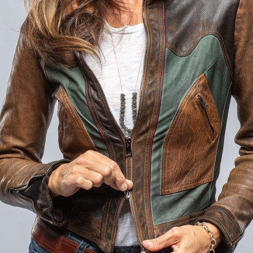 roncarati cami vintage jkt in cognac brown amp teal ladies outerwear leather axels vail 39443452133610