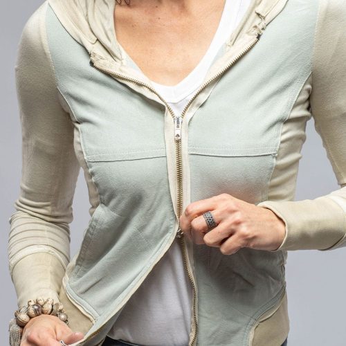 roncarati cruiser suede amp jersey hoodie in milk ladies outerwear leather axels vail 36481327071466