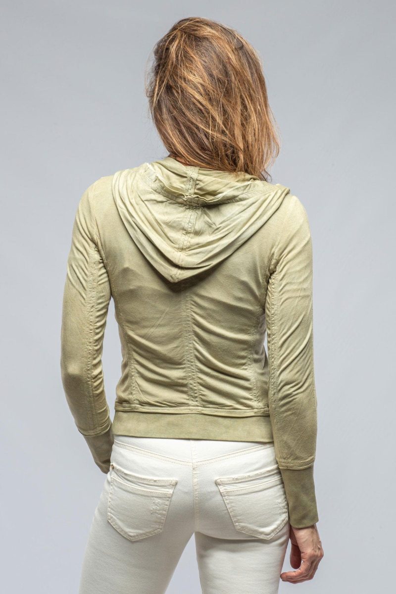 roncarati cruiser suede amp jersey hoodie in tea gree ladies outerwear leather axels vail 36341233516778