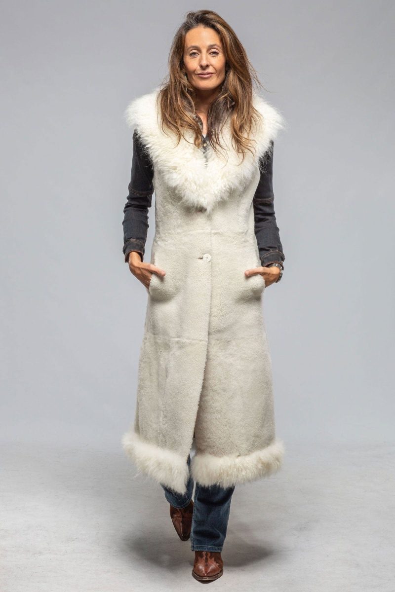 roncarati elsa long reversible shearling vest in ice ladies outerwear shearling axels vail 40367510978794