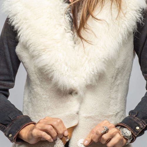 roncarati elsa long reversible shearling vest in ice ladies outerwear shearling axels vail 40367511797994