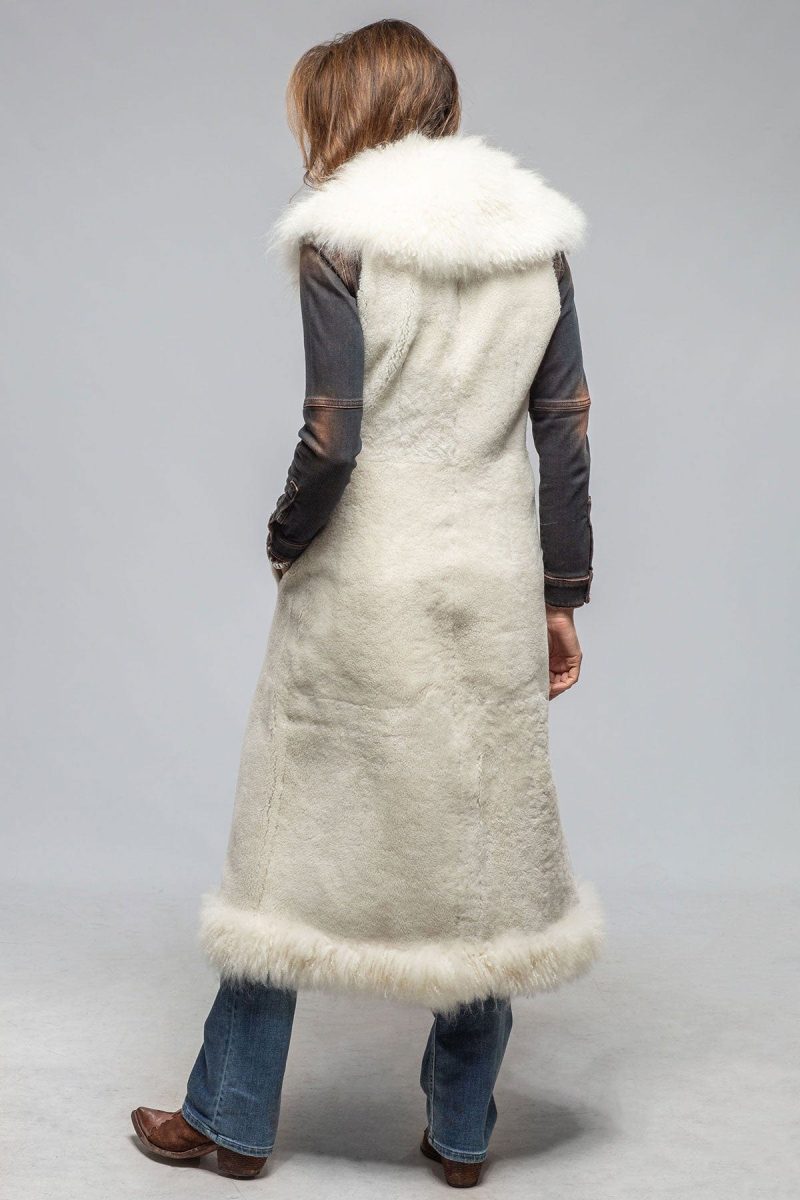 roncarati elsa long reversible shearling vest in ice ladies outerwear shearling axels vail 40367511961834