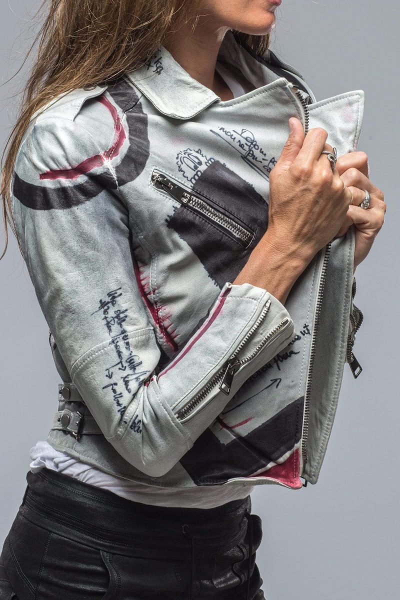 roncarati italian grafiti jkt in grey w black amp burgundy ladies outerwear leather axels vail 28213229093053