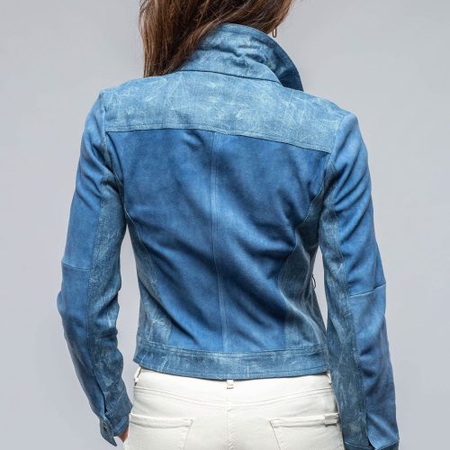 roncarati jenna short suede amp denim jkt in blue ladies outerwear leather axels vail 39769293488362