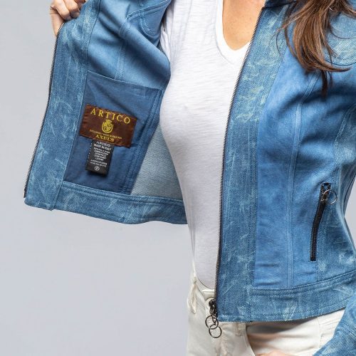 roncarati jenna short suede amp denim jkt in blue ladies outerwear leather axels vail 39769293553898