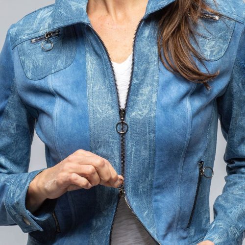 roncarati jenna short suede amp denim jkt in blue ladies outerwear leather axels vail 39769293619434