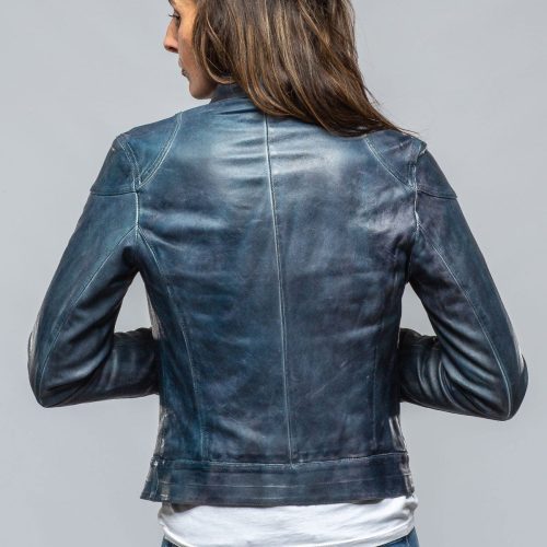 roncarati journey stonewash leather moto in vintage denim ladies outerwear leather axels vail 39497521135850