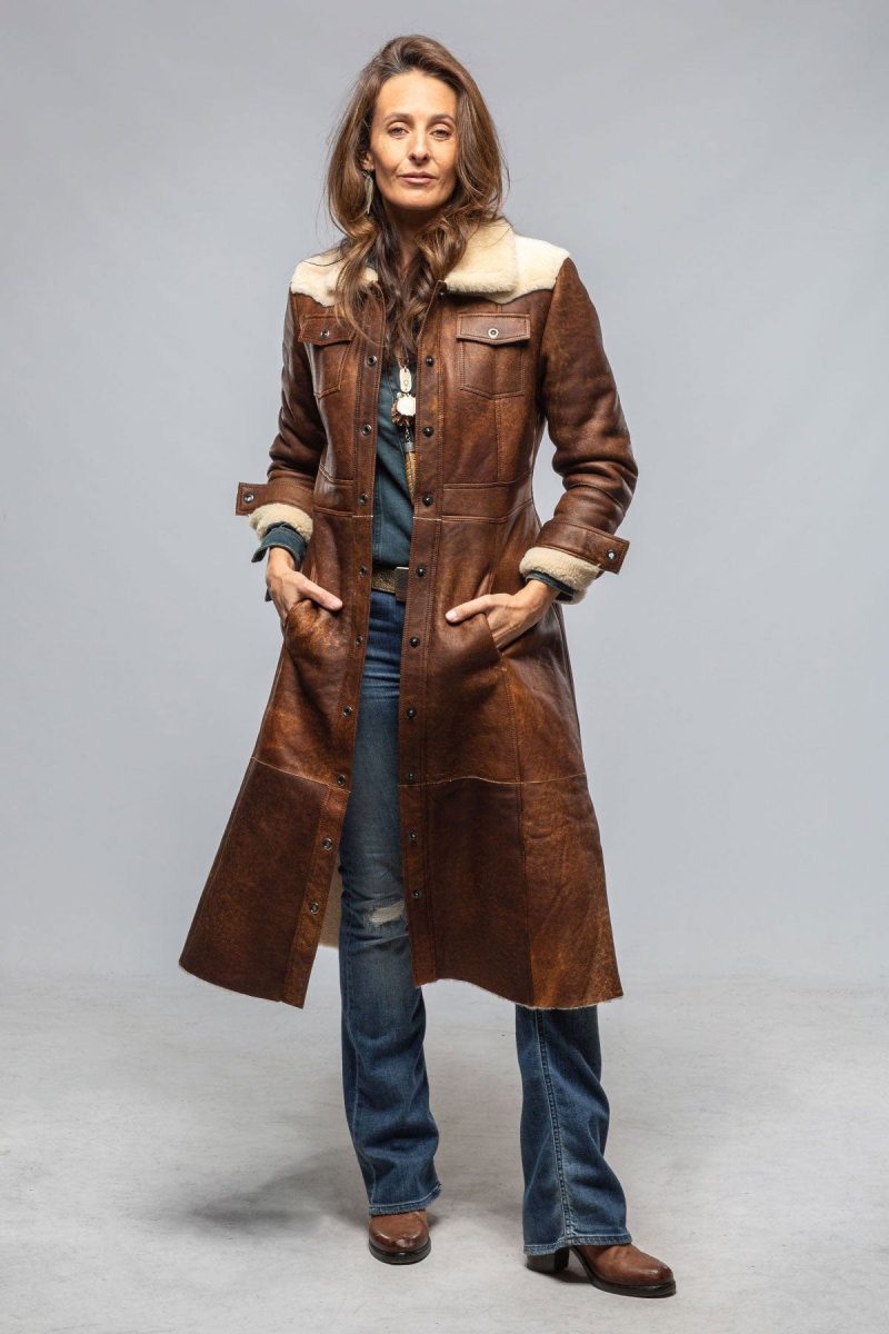 roncarati keli long shearling duster ladies outerwear shearling axels vail 40591420260586