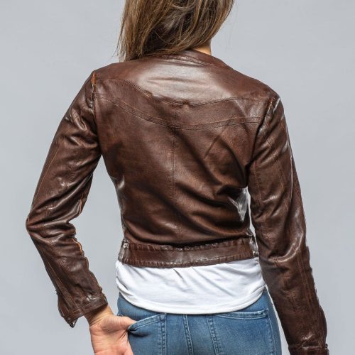 roncarati kiley short diagonal front moto jacket in chocolate ladies outerwear leather axels vail 39497516384490