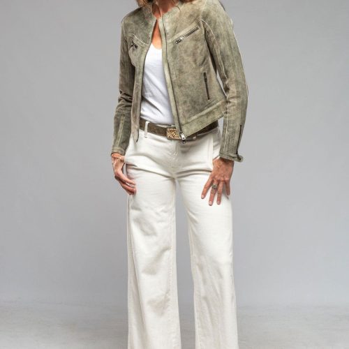 roncarati kiley short suede jacket in moss ladies outerwear leather axels vail 40217652723946