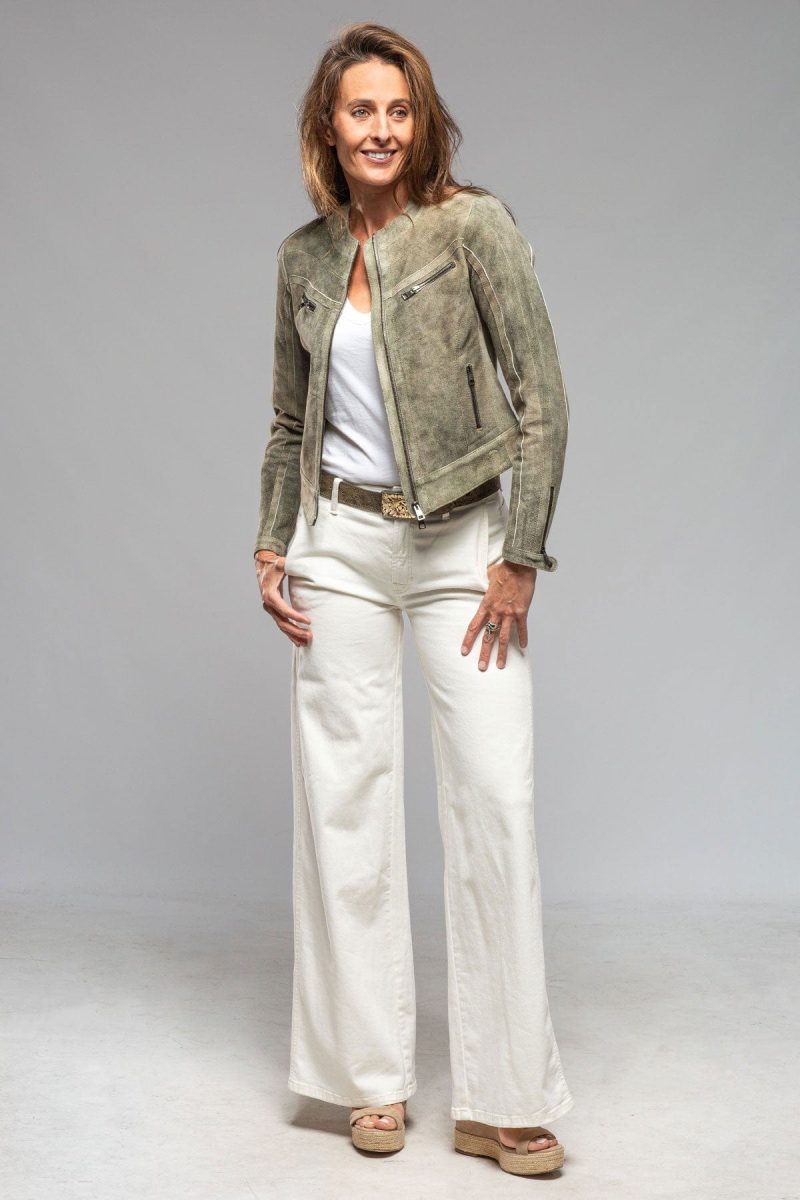 roncarati kiley short suede jacket in moss ladies outerwear leather axels vail 40217652723946