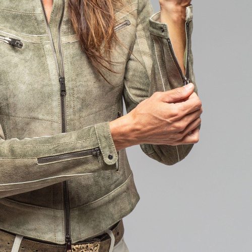 roncarati kiley short suede jacket in moss ladies outerwear leather axels vail 40217653248234