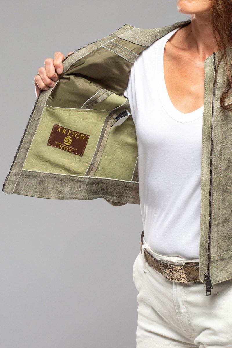 roncarati kiley short suede jacket in moss ladies outerwear leather axels vail 40217653739754